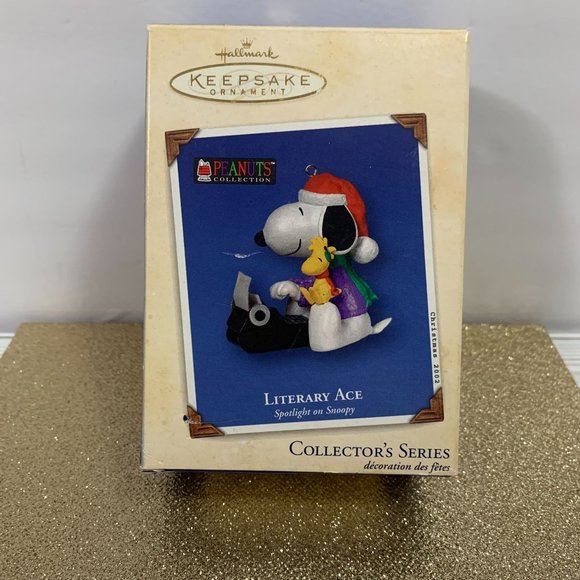Hallmark Keepsake Ornament Peanuts Snoopy Literacy Ace Ornament With Box - Picture 1 of 7